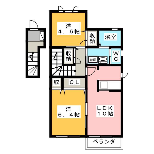 ストリーム B(2LDK/2階)の間取り写真