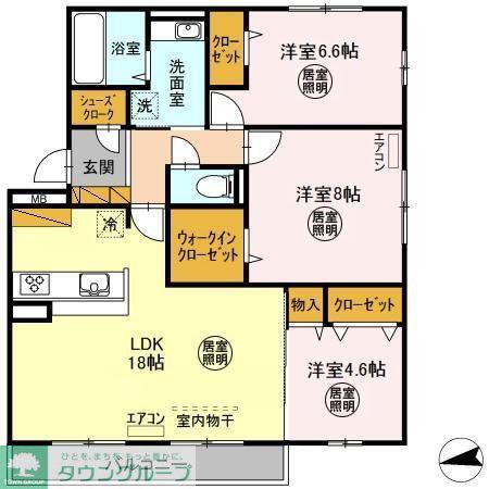 ティアラI(3LDK/2階)の間取り写真