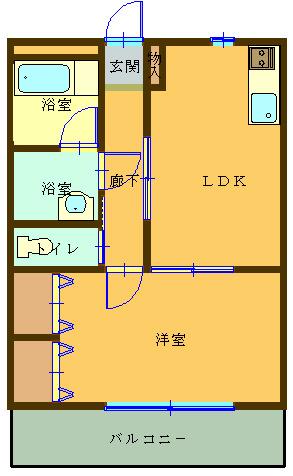 マンションプリメール(1LDK/1階)の間取り写真