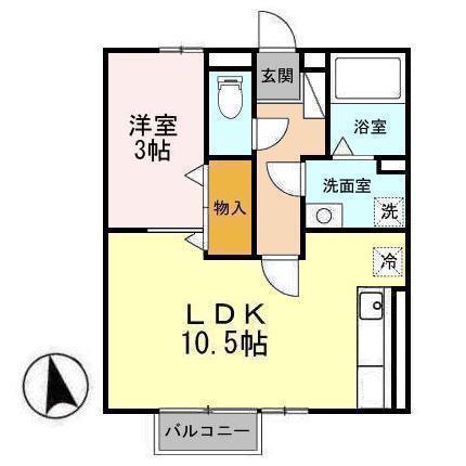セジュールSE秀B(1LDK/1階)の間取り写真