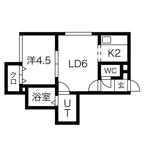 カフリシエ発寒南(1DK/2階)の間取り写真