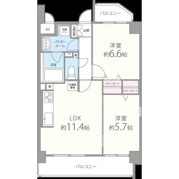 N・D・O(2LDK/4階)の間取り写真