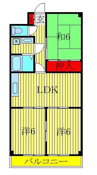 本橋ビル(3LDK/2階)の間取り写真