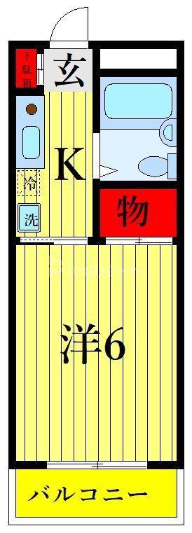 メイプルハイム(1K/4階)の間取り写真