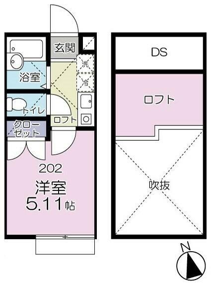 プラナス片倉(1K/2階)の間取り写真