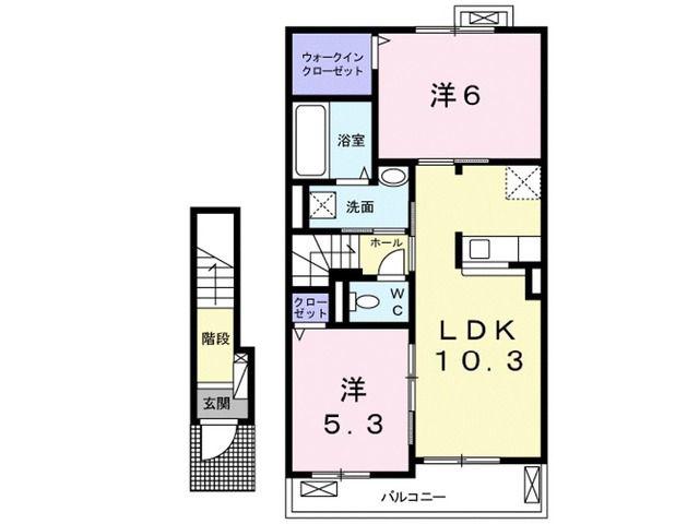 パラボリカII(2LDK/2階)の間取り写真