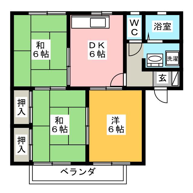 KUNZ A棟(3DK/2階)の間取り写真
