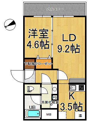 レガーロ旭町(1LDK/2階)の間取り写真