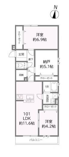 コンフォルディア(3LDK/1階)の間取り写真