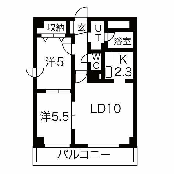 イーストウォール(2LDK/5階)の間取り写真