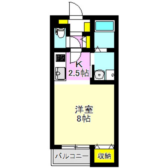 ハーベスト上中居第二(1K/1階)の間取り写真
