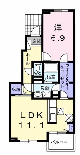 シームリー ヴィラ(1LDK/1階)の間取り写真