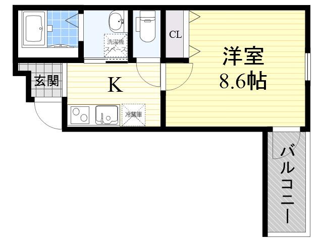 フジパレス太子橋Ⅲ番館(1K/3階)の間取り写真
