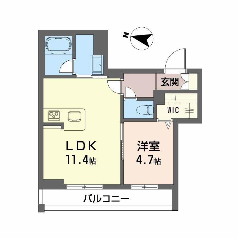 ＪＲ山陽本線 新倉敷駅 徒歩7分 3階建 新築(1LDK/2階)の間取り写真