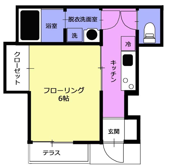 風のテラス(1K/1階)の間取り写真