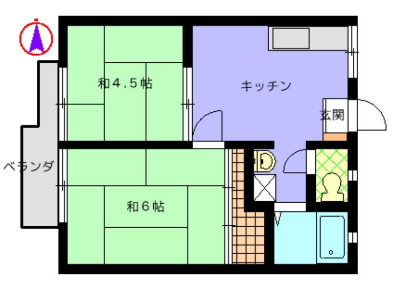 栗原ハイツ(2K/1階)の間取り写真