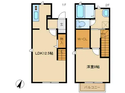 ピパ・トールC(1LDK/1階)の間取り写真