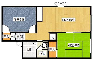 ヴァンベール(2LDK/1階)の間取り写真