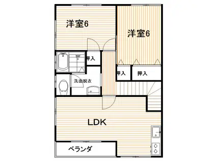 メゾンドTWO(2LDK/2階)の間取り写真