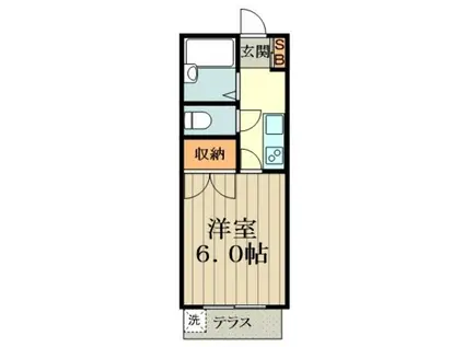 シャトレー武蔵野(1K/2階)の間取り写真