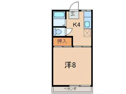 ジュネス森合A(1K/1階)の間取り写真