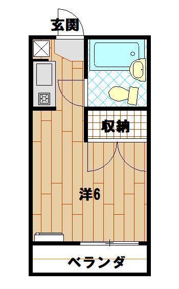 エクセリーヌ山手(ワンルーム/2階)の間取り写真