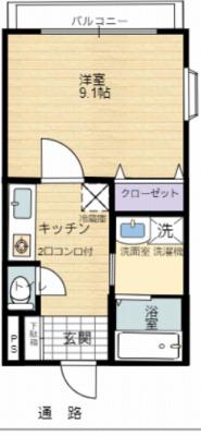 ドリームカーサ(1K/1階)の間取り写真