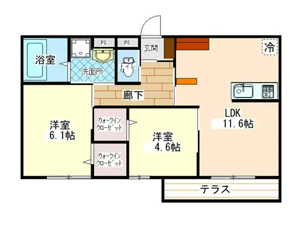 ラ メゾン ドゥ エイシン(2LDK/2階)の間取り写真