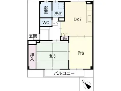 第三河国荘B(2DK/1階)の間取り写真