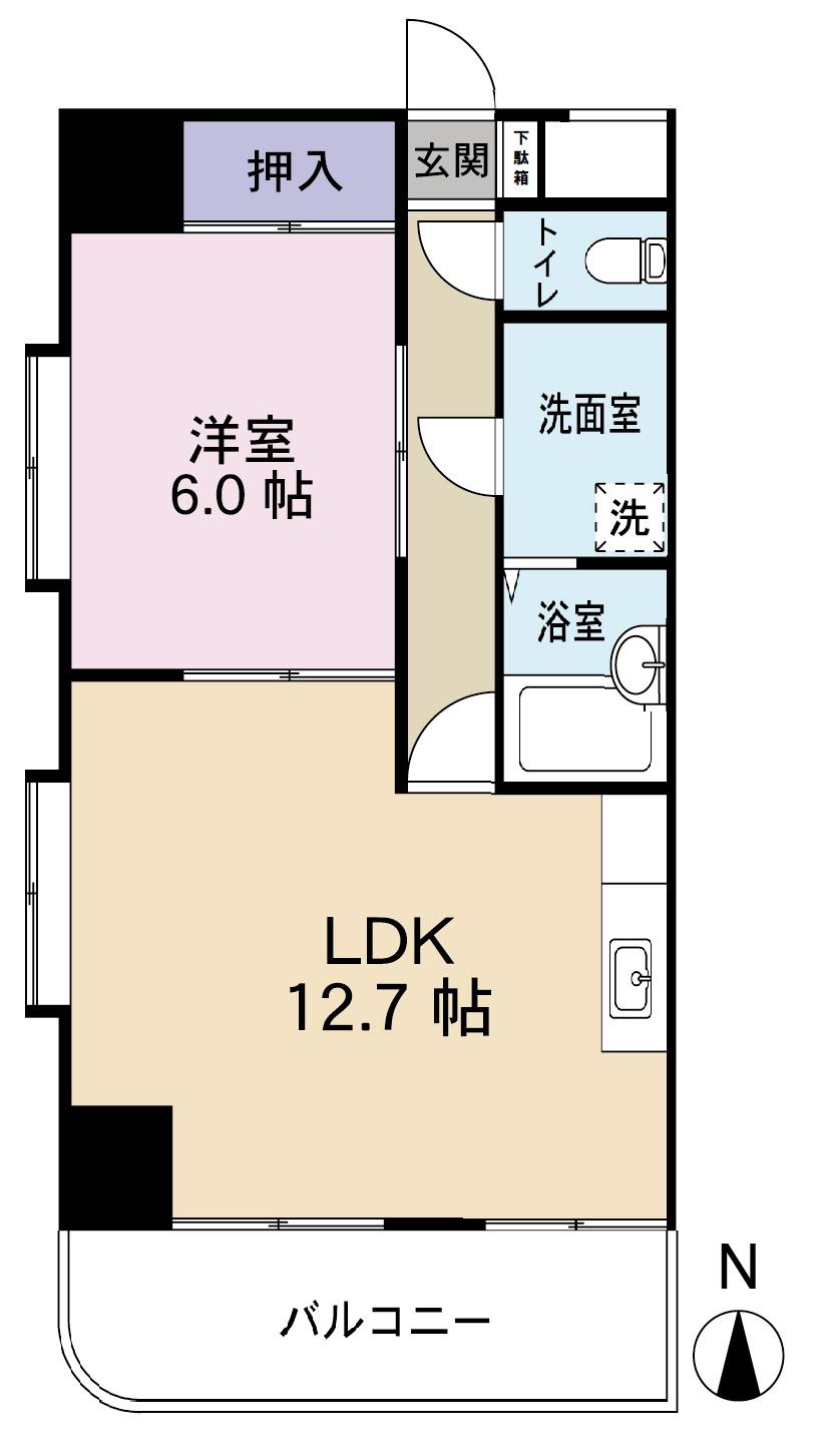 南藤沢PH(1LDK/6階)の間取り写真