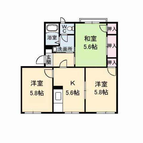 ハイライズ羽原(3K/1階)の間取り写真
