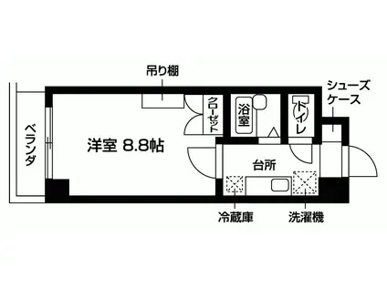 ラヴィニア北村II(1K/1階)の間取り写真