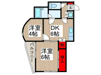 ハイフィールド浦和Ⅲ(2DK/3階)の間取り写真