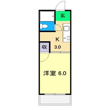 サンライフ福井(1K/2階)の間取り写真