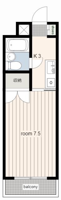 杢屋ハイツ(1K/2階)の間取り写真