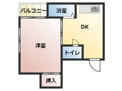 ハッピネスプラザ藤田(1DK/2階)の間取り写真