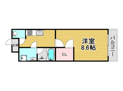 フジパレス福島ノース(1K/3階)の間取り写真