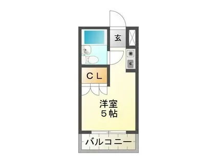 江戸橋グリーンハイツ(ワンルーム/2階)の間取り写真