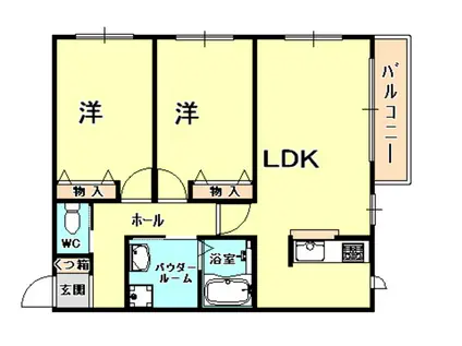 ラフィーネ須磨Ⅰ(2LDK/2階)の間取り写真