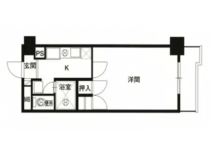 恒和レジデンス(1K/6階)の間取り写真