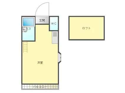 レジデンシャル福教大(1K/2階)の間取り写真