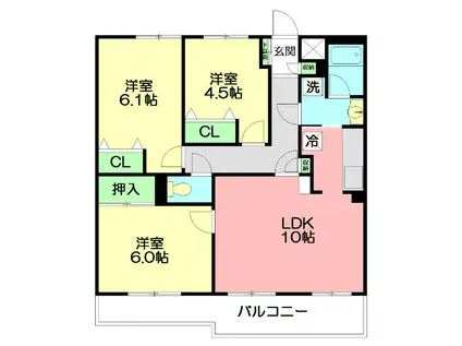 シティコート藤沢(3LDK/3階)の間取り写真