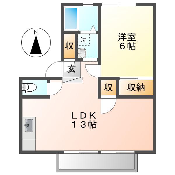 メゾンセンチュリーA棟(1LDK/2階)の間取り写真