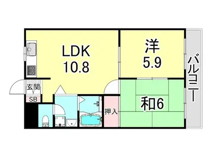 バンベールコート(2LDK/1階)の間取り写真