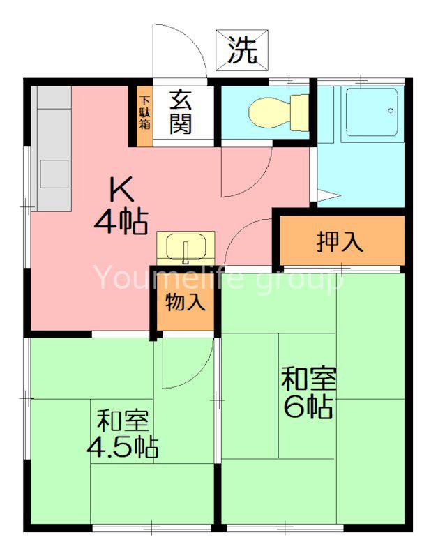 皆木荘(2K/2階)の間取り写真