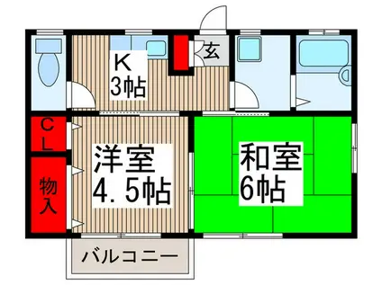 水明荘(2K/1階)の間取り写真