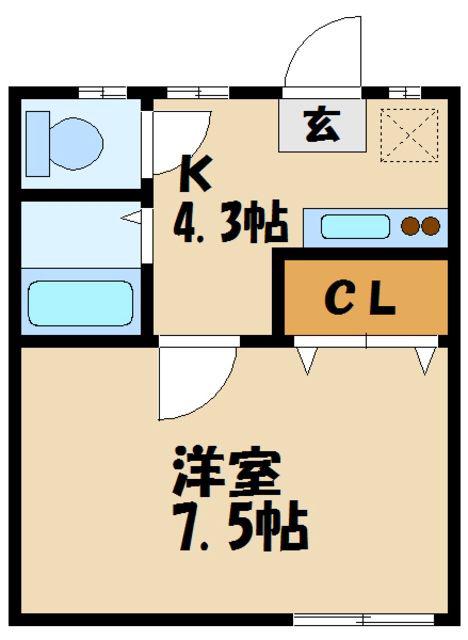 アースパックス(1K/1階)の間取り写真