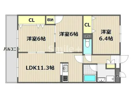 中仙道パレス3(3LDK/2階)の間取り写真