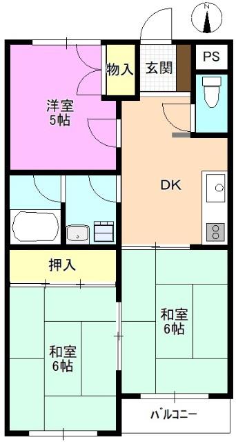 長瀬ロイヤルレジデンスB棟(3DK/4階)の間取り写真