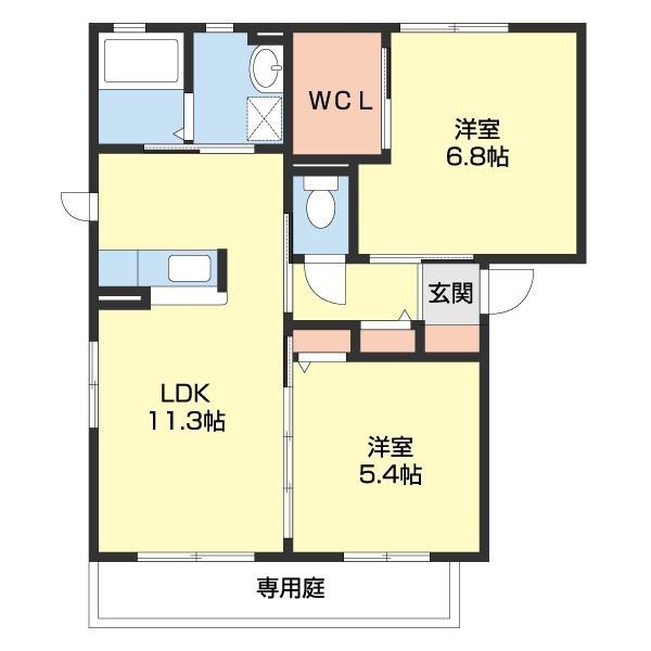 シャーメゾン神前(2LDK/1階)の間取り写真